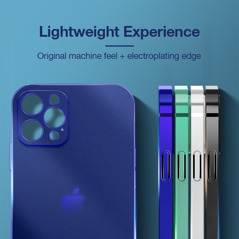 Sanptoch Plated Matte Phone Case for iPhone 11/12 Pro Max Straight Edge Slim Soft TPU Shockproof Case for iPhone 12 Mini Full Camera Protective Case