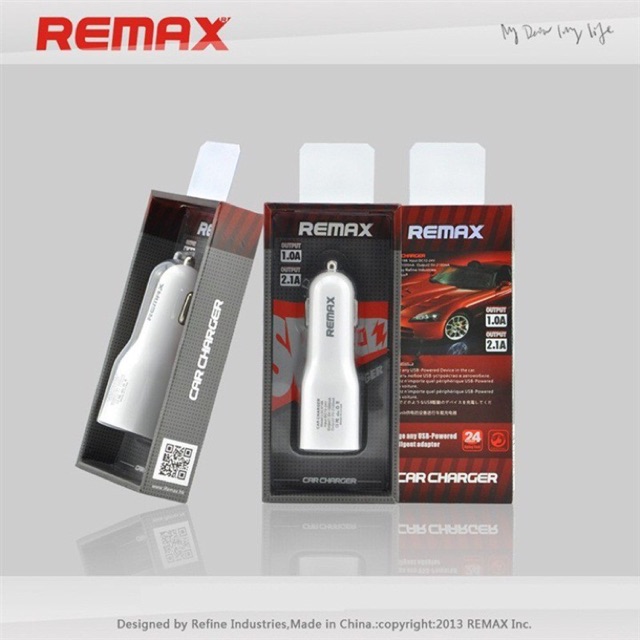 Cốc Sạc Xe Hơi 2 Cổng USB Remax Cao Cấp