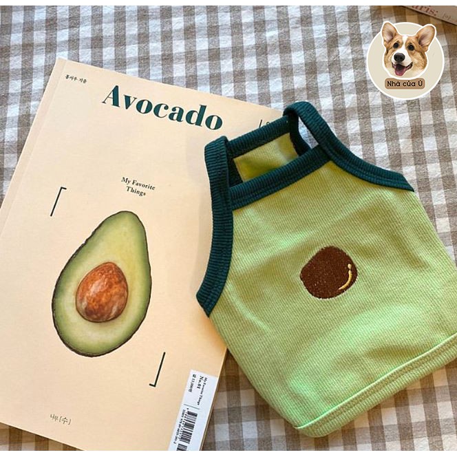 Áo Chó Mèo Mùa Hè - Áo Ba Lỗ Thêu Hình Quả Bơ Cute Cho Thú Cưng