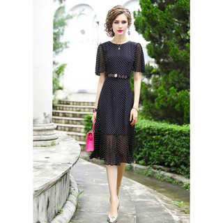 Đầm xòe đuôi cá, họa tiết chấm bi Misa Fashion MS349 xinh đẹp, trẻ trung / Công sở, đi tiệc, đi chơi (không kèm belt)