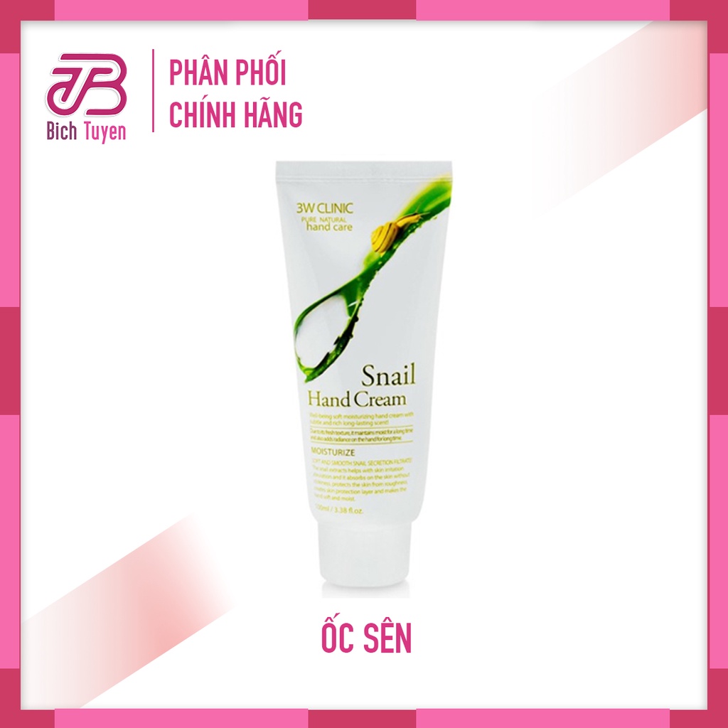 Kem Dưỡng Da Tay 3W Clinic Hand Cream 100ml Kem Dưỡng Da Tay 3W Clinic Moisturizing Hand Cream Hiệu quả lâu - mùi thơm