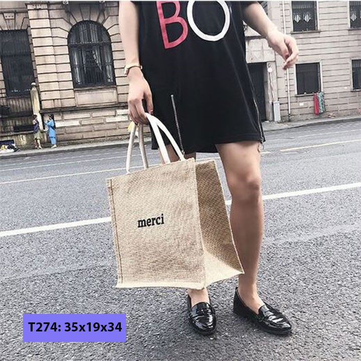 Túi xách cói đeo chéo nữ đi biển đi chơi MERCI sang chảnh phong cách vintage T274