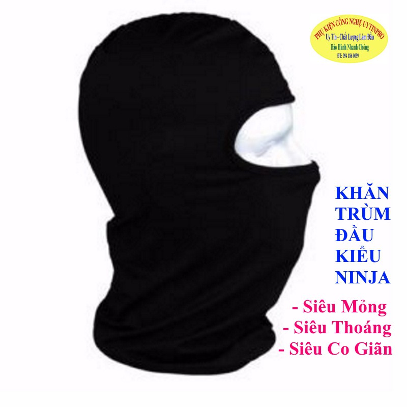 KHĂN TRÙM ĐẦU KIỂU NINJA Chất liệu vải mỏng siêu mềm mịn Co giãn Chống nắng Chống bụi Thương hiệu Ninja