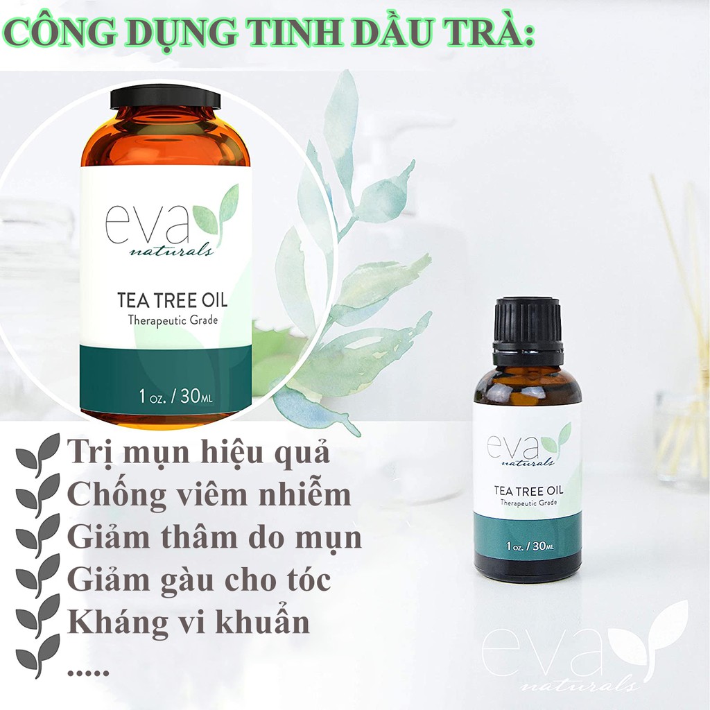 Tinh Dầu Trà Giảm Mụn, Ngăn Ngừa Vi Khuẩn Eva Naturals Tea Tree Oil 30ml | BigBuy360 - bigbuy360.vn