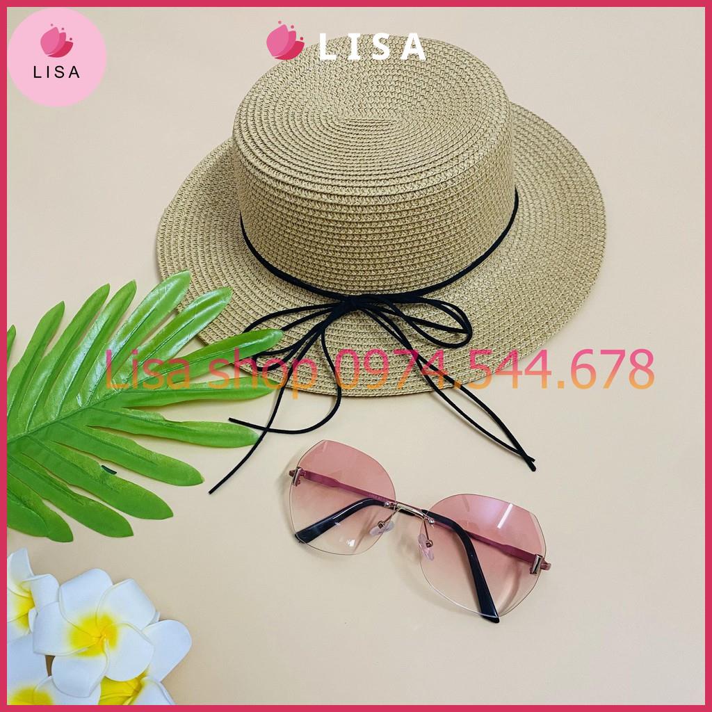 Mũ cói đi biển, nón cói đi biển thời trang nữ mặt sau phối nơ hot trend 2021, M19 -- Lisa