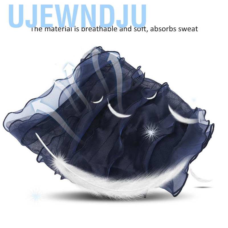 Ujewndju Muslim Women Turban  Navy Blue Color Soft Multi Layer Female Headwear Scarf for Woman Headwraps Customs Decoration