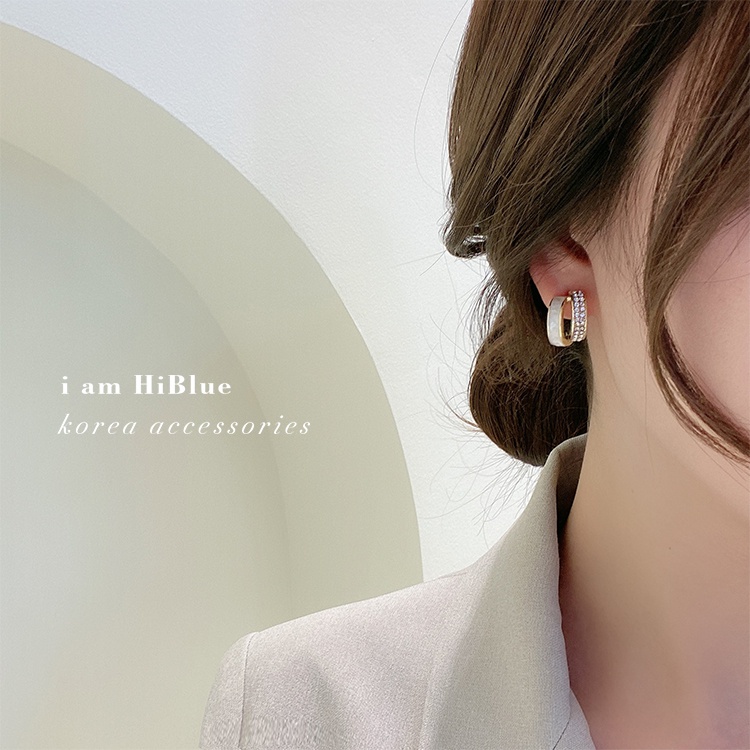 Bông Tai Chữ C Đính Đá Lấp Lánh Thời Trang Hàn Quốc Cho Nữ