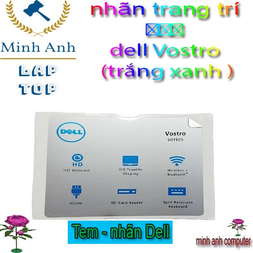 nhãn trang trí  ⭐⭐⭐ dell Vostro  (trắng xanh )