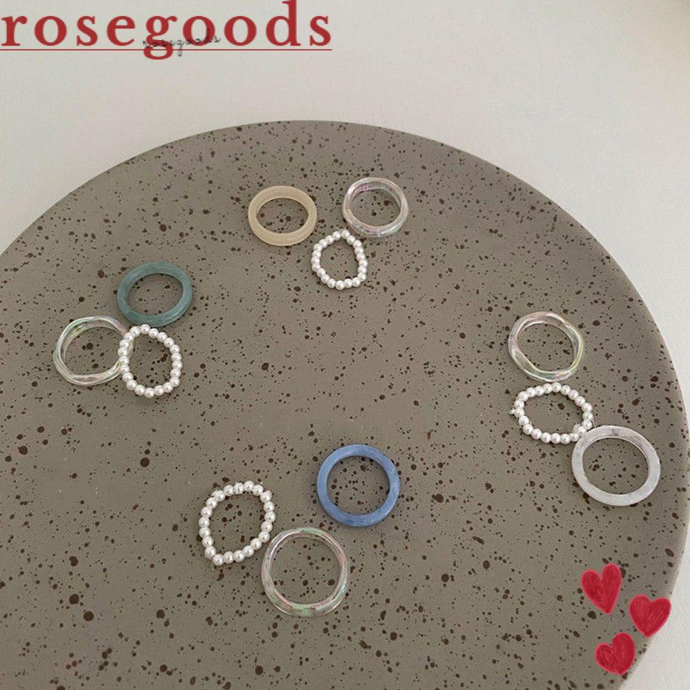 ☆ROSE☆ 3pcs/set Fashion Acrylic Accessories Finger Ring Ring Gift Party Wedding Resin Jewelry For Ladies Girls Light Color/Multicolor