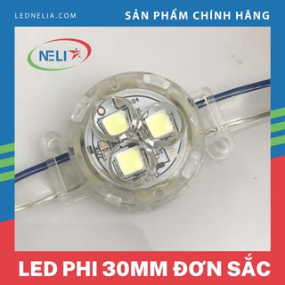 [Dây 30 Cụm] 3 LED Tròn Phi 30mm Đơn Sắc Đầu Trong Trang Trí Viền Biển, Làm Chữ Quảng Cáo Điện 24V
