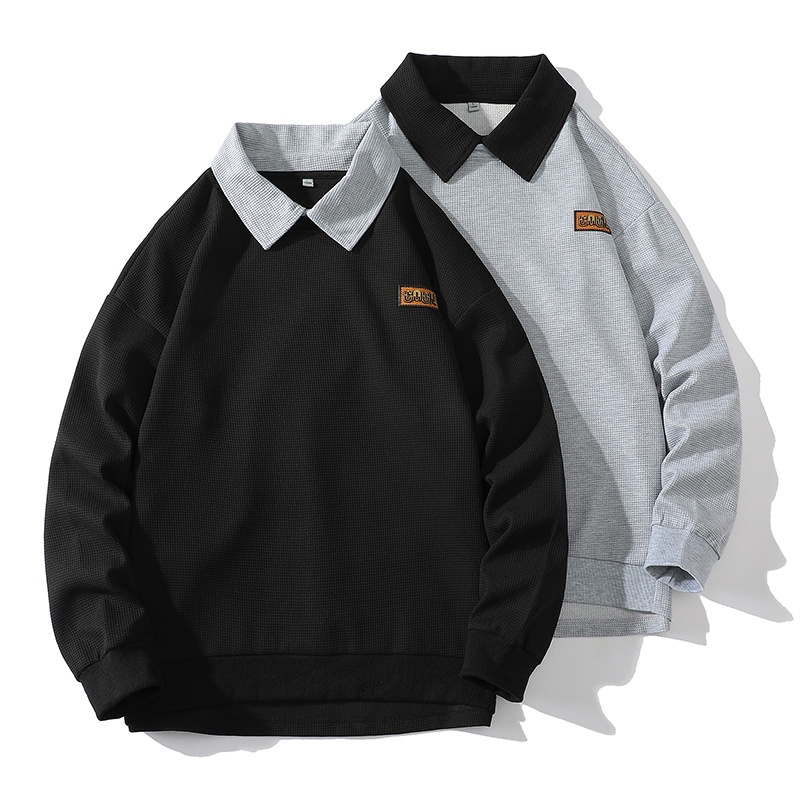 Áo Thun Polo Waffle Tay Dài Dáng Rộng Phong Cách Hàn Quốc Thời Trang Cho Nam Và Nữ áo sweater form rộng