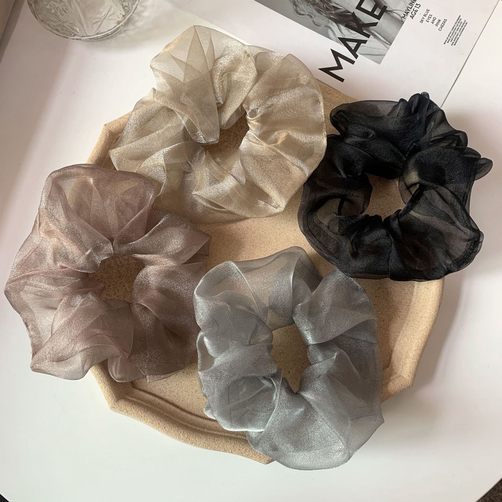 (0487) Dây Chun Scrunchies Bản To Xoè Ánh Kim Hàn Quốc