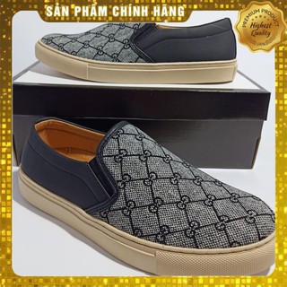 Giày Lười Nam Thời Trang Slip On Vải Thêu Cực Đẹp [Hàng Siêu Cấp - Full Box]
