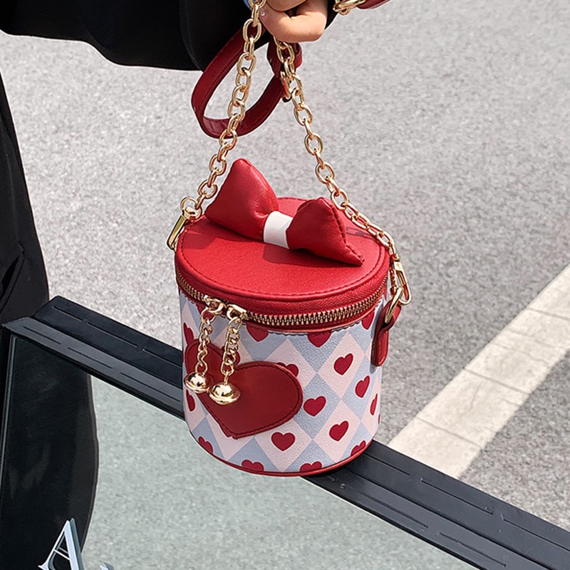 Túi đeo vai nữ IELGY hình trụ phối sợi xích xinh xắn thời trang