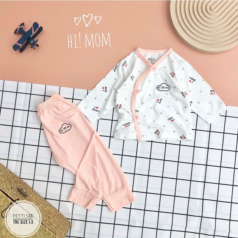 Quần áo sơ sinh dài tay cho bé trai bé gái chất pettit mát lạnh phù hợp mùa hè, mùa thu _ B46