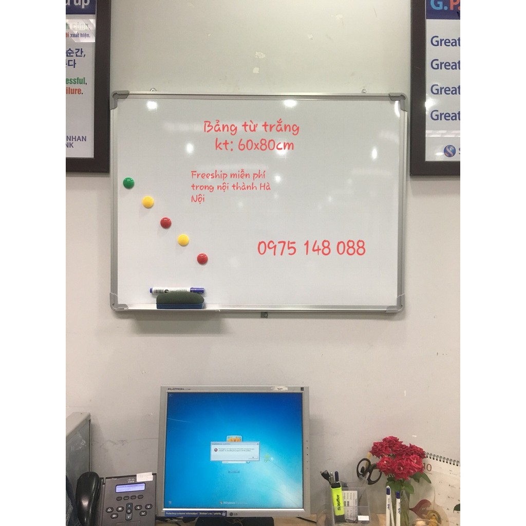 Bảng Từ Trắng Viết Bút Lông, KT: 60x 80cm, Bảng Viết Bút Chuẩn Hàn Quốc, Ảnh Thật - Freeship trong nội thành Hà Nội