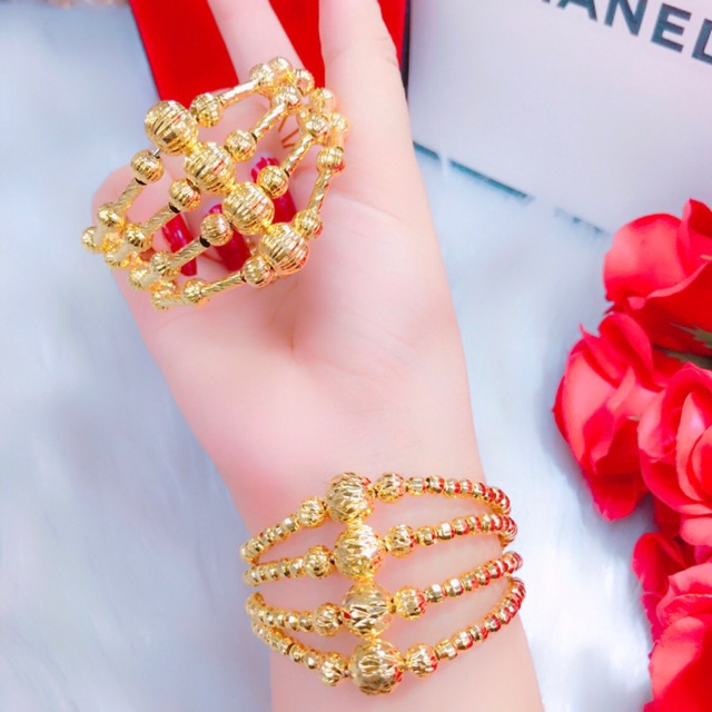 Vòng tay kiểu bi 4 hàng dát vàng 18k cao cấp