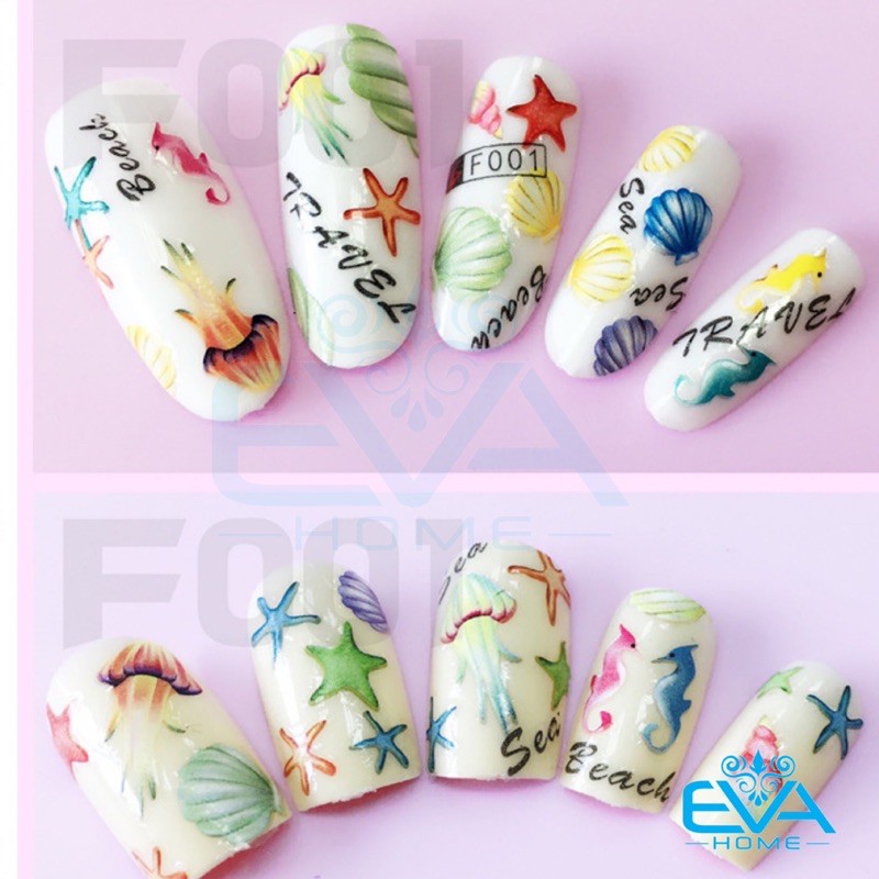 Decal Dán Móng Tay 3D Nail Sticker Tráng Trí Hoạ Tiết Sinh Vật Biển Sea Animal F001