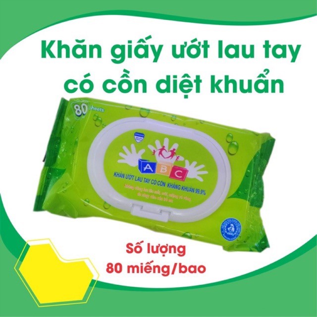 Khăn Ướt Lau Tay Kháng Khuẩn ABC Khử Mùi - 80 Tờ