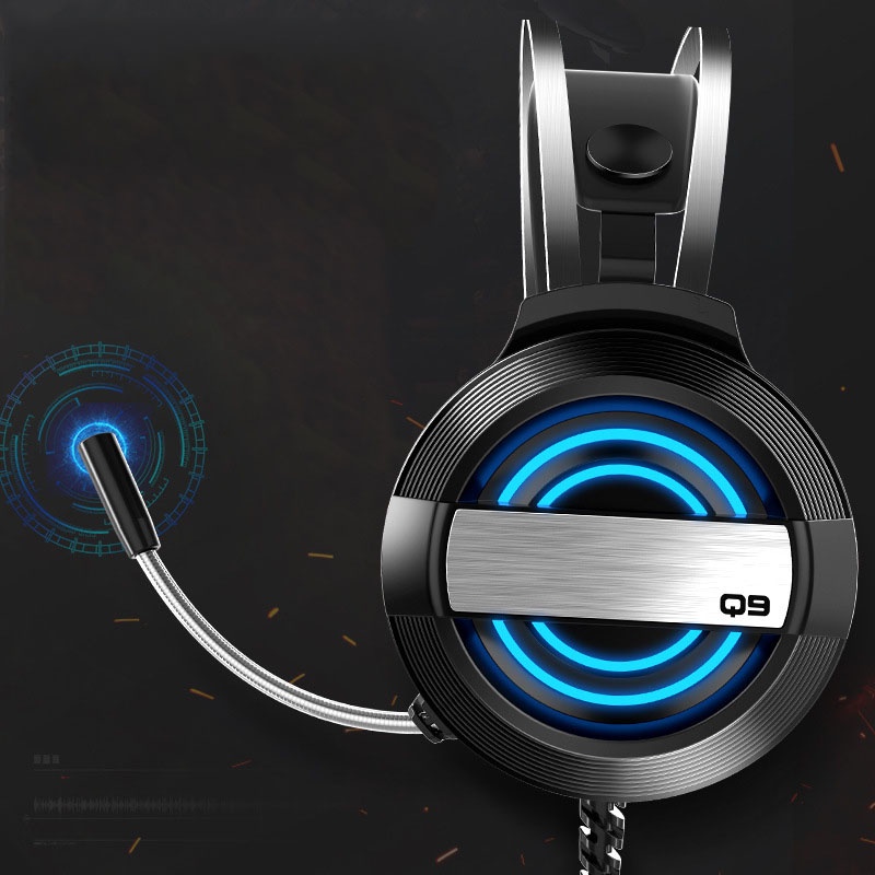 Tai nghe chụp tai máy tính chơi GAME MC Q9 có đèn LED đổi màu, có MIC đàm thoại headphone chơi game trên laptop, pc