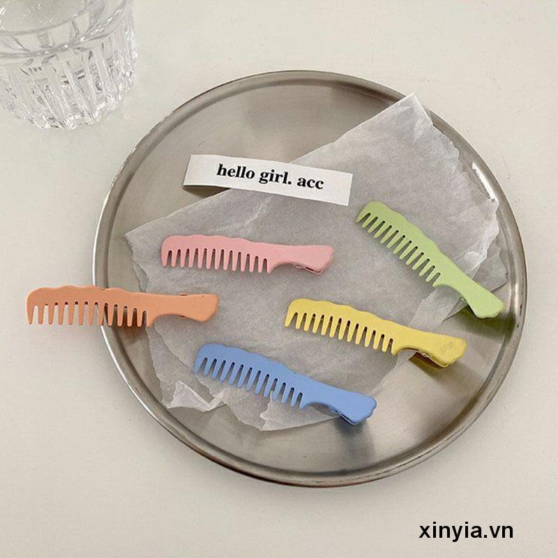 Kẹp tóc hình chiếc lược màu sắc ngọt ngào dễ thương phong cách Hàn Quốc dành cho nữ