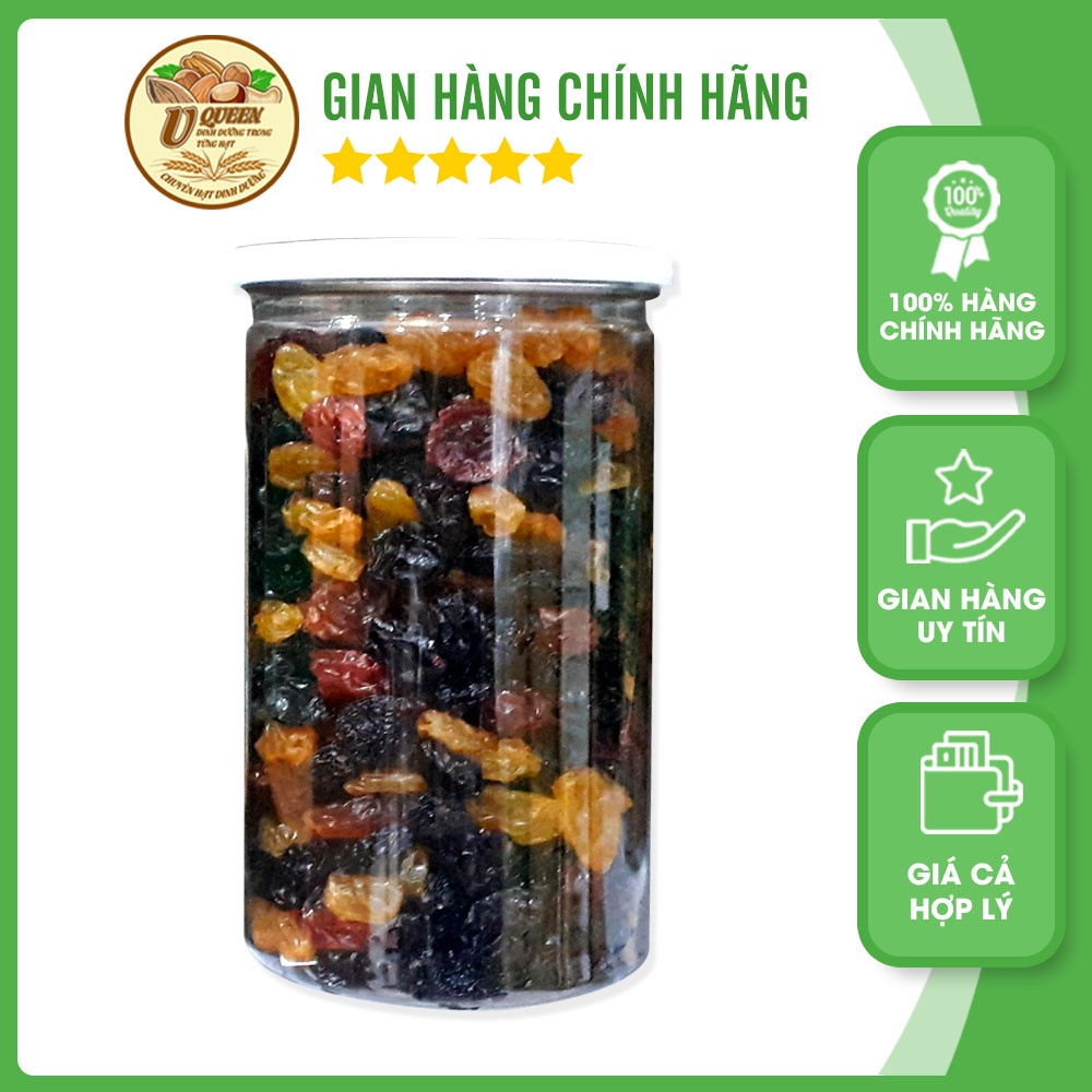 Nho khô Chile mix 3 màu không hạt sấy khô 500g/250g U QUEEN vị ngọt hoàn toàn tự nhiên, tốt tiêu hóa, ngừa ung thư Q06