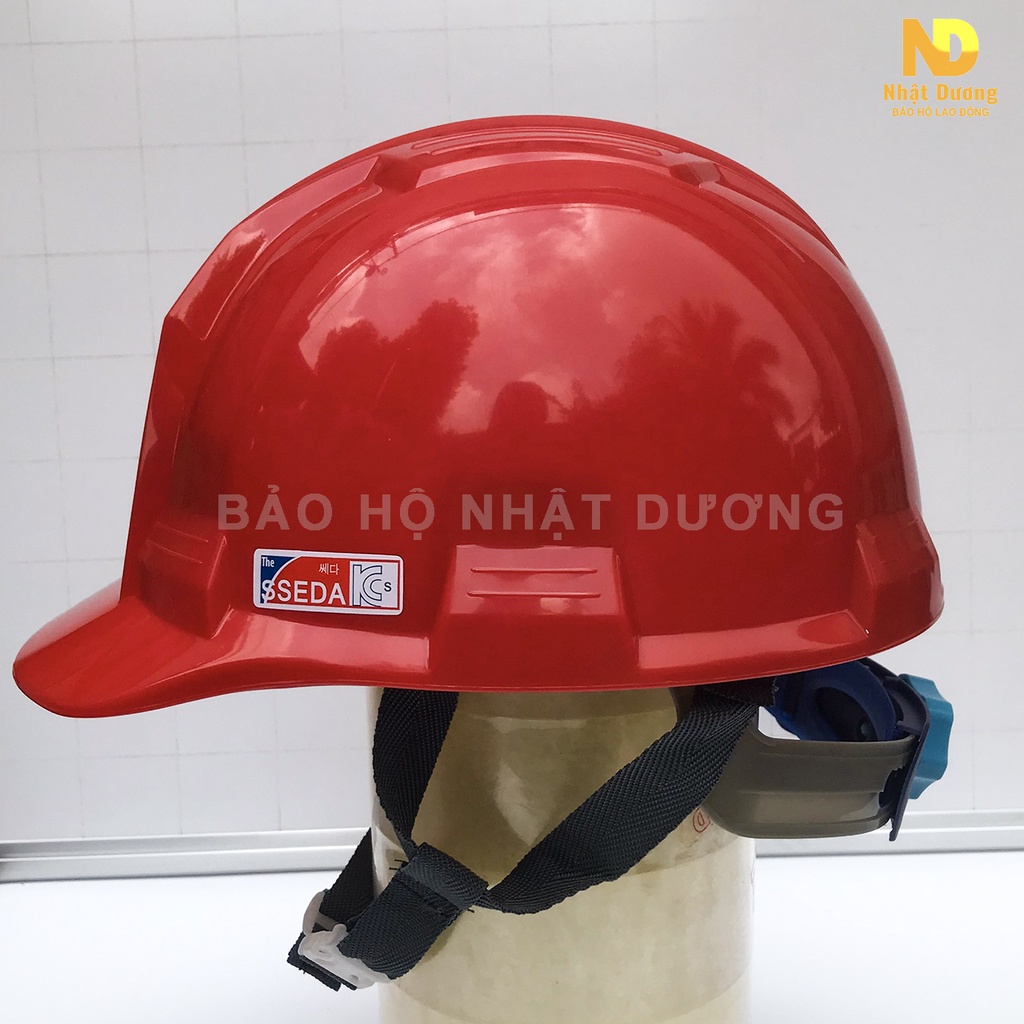 Mũ bảo hộ lao động khóa vặn màu đỏ HPS4 có lót xốp nhựa ABS, Nón bảo hộ lao động Nhật Dương