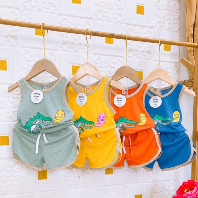 Bộ ba lỗ cotton đũi Bé trai