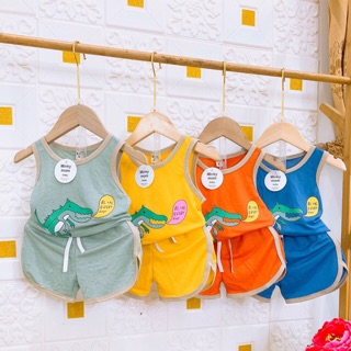 Bộ ba lỗ cotton đũi Bé trai