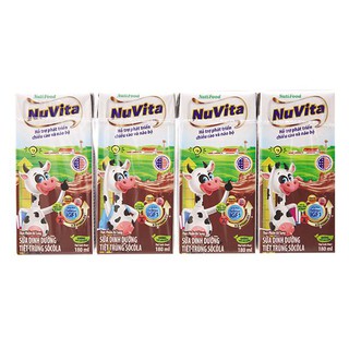 Sữa tiệt trùng Nuvita socola 180ml lốc 4 hộp