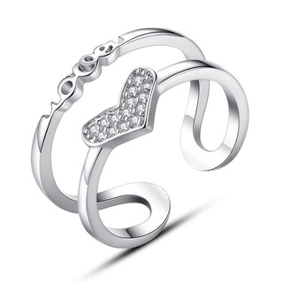 Nhẫn bạc nữ Free Size Vòng trái tim DanKo186