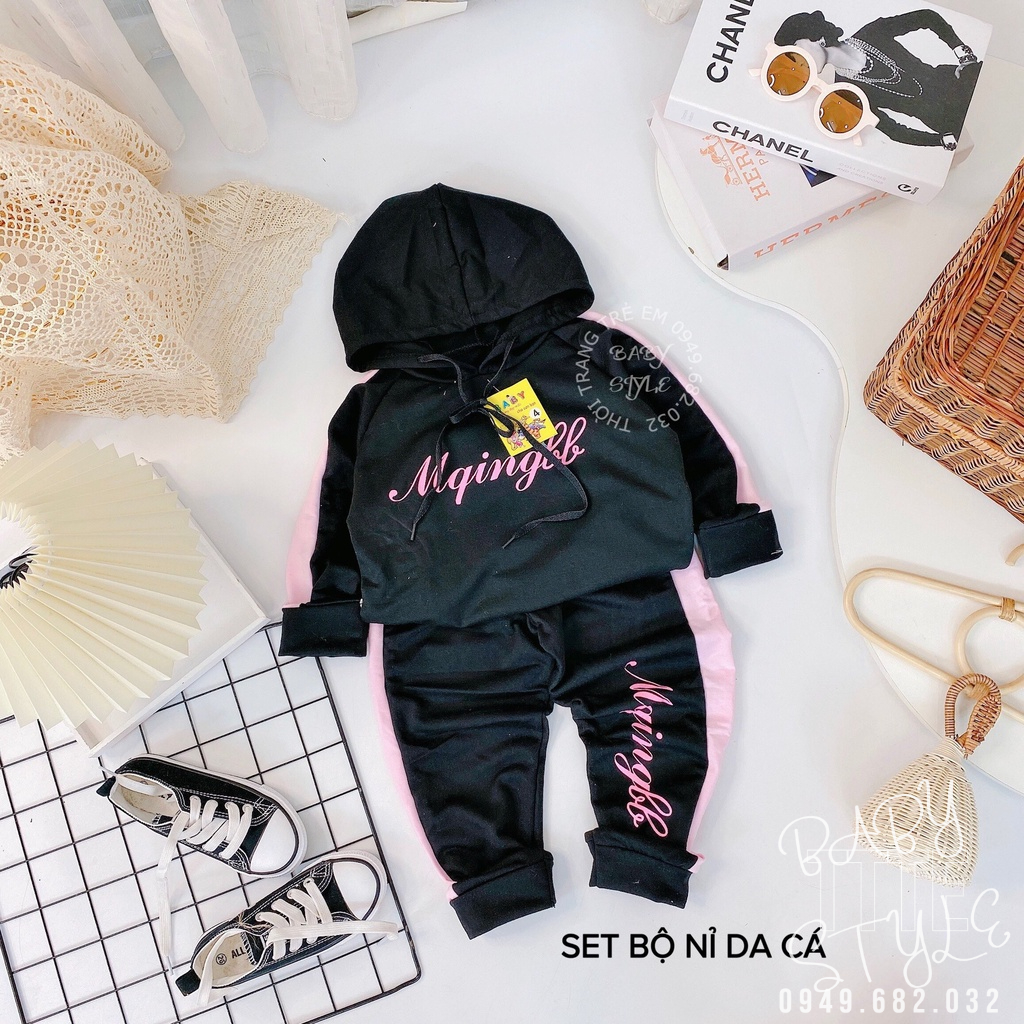 Bộ quần áo thu đông dài tay có mũ &quot;DREAM2&quot; 14-45kg cho bé gái 4-14 tuổi. Chất nỉ da cá. Thoải mái. G33