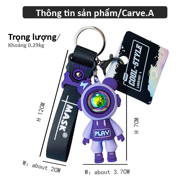 Carve.A Store Móc Khóa Hình Gấu Tia Chớp Dễ Thương trang trí ba lô