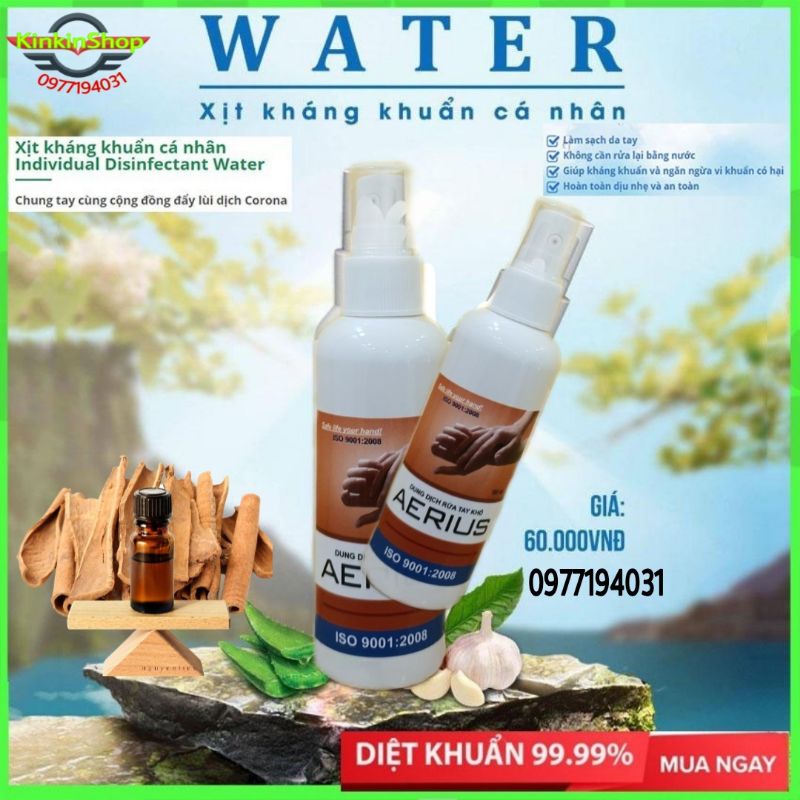 Gel xịt sát khuẩn AERIUS- Dung dịch rửa tay khô sát khuẩn, diệt khuẩn 99% Đã Được Kiểm Định