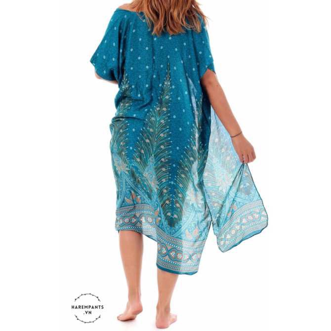 Hàng Thái - Áo Kimono Harem Pants Mediteranean Blue Peacock (màu xanh) - Freesize