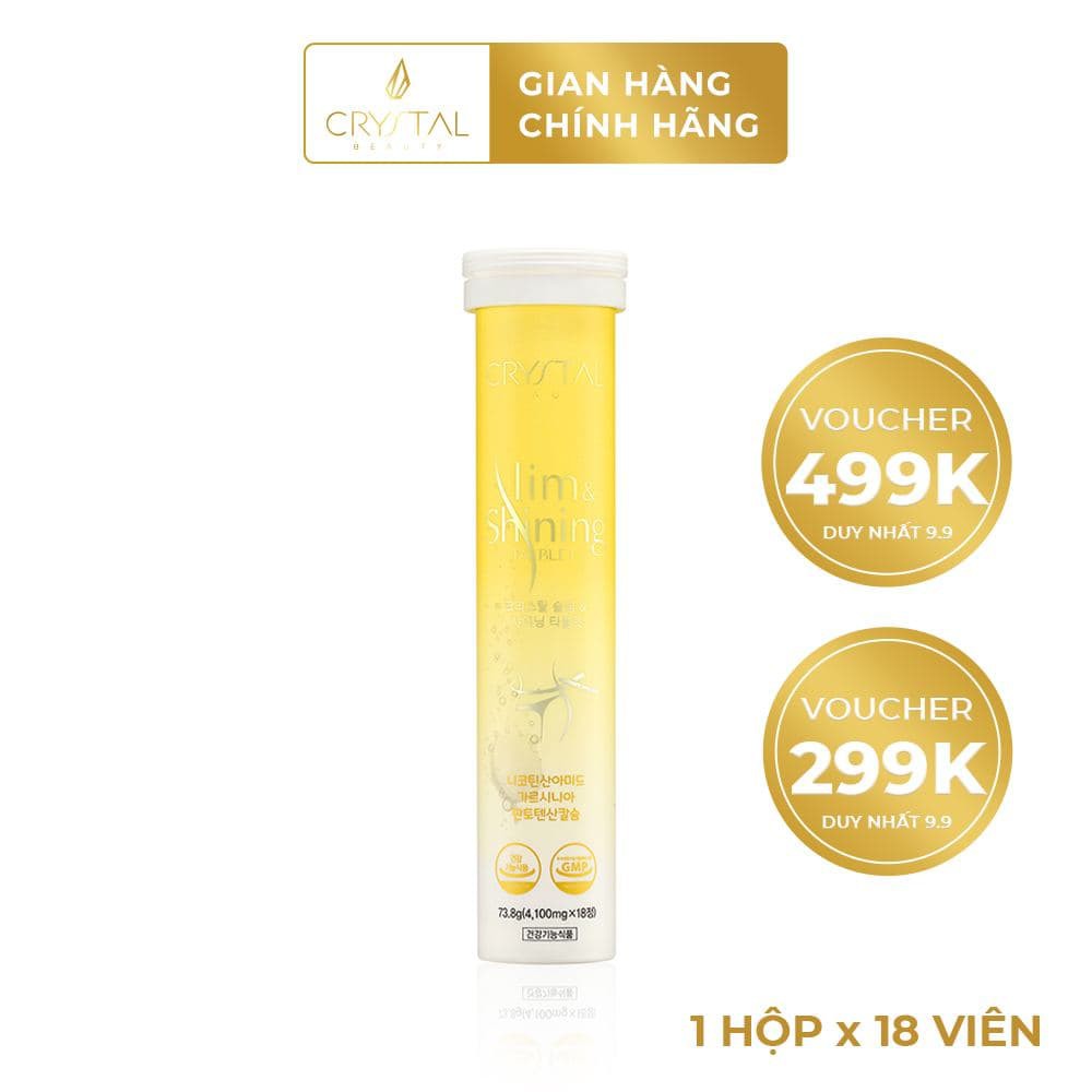 Viên sủi giảm cân Crystal Shining & Slim (hộp 18 viên) - thực phẩm chức năng hỗ trợ giảm cân và trắng da an toàn