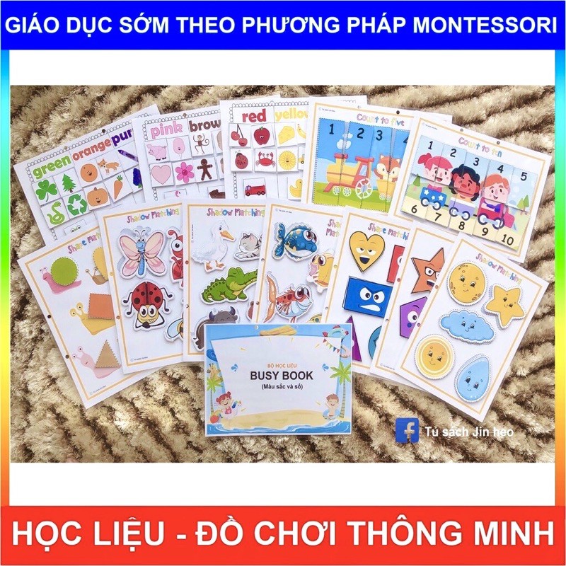 [❤ HỌC LIỆU cho bé] Busy Màu sắc và Số, Giáo dục sớm Montessori, giúp bé phát triển tư duy, sáng tạo