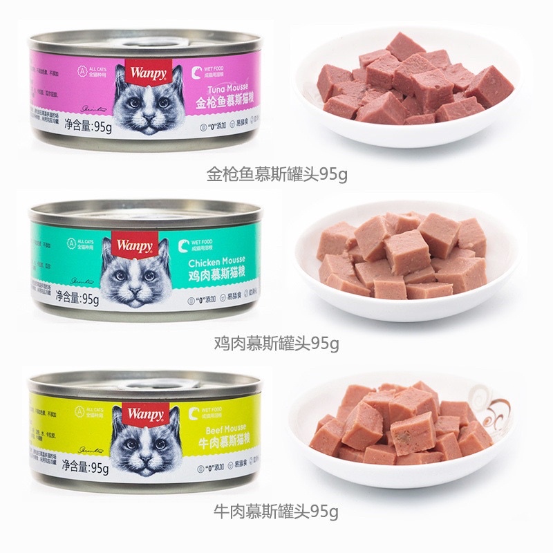 Pate Wanpy cao cấp dạng mousse hỗ trợ tăng cân cho mèo (95gr)