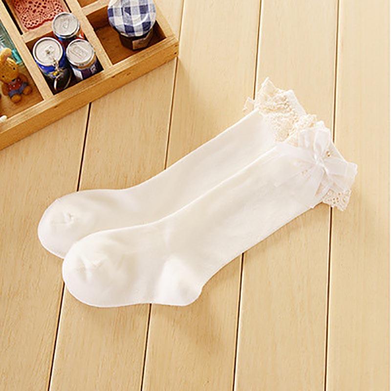 Vớ Cotton Viền Ren Hoa Mềm Mại Màu Trơn Dễ Thương Thoáng Khí Cho Bé Gái