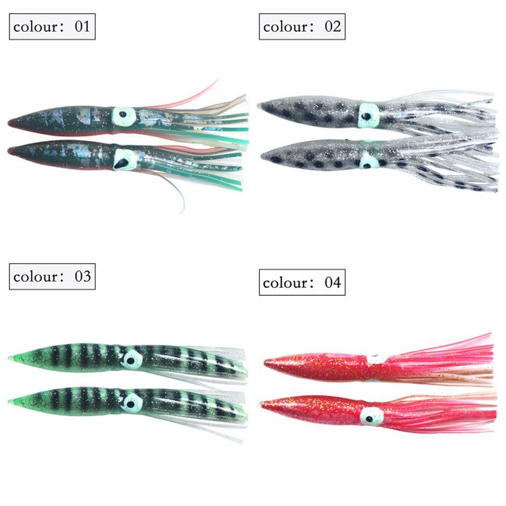 HECCEH 2PCS Saltwater Octopus Bait 4 Colors Artificial 11cm 5g long tail
