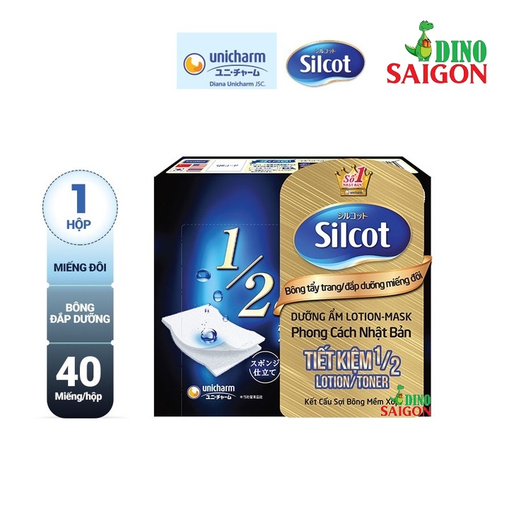 Bông tẩy trang Silcot đắp dưỡng miếng đôi 40 miếng/hộp