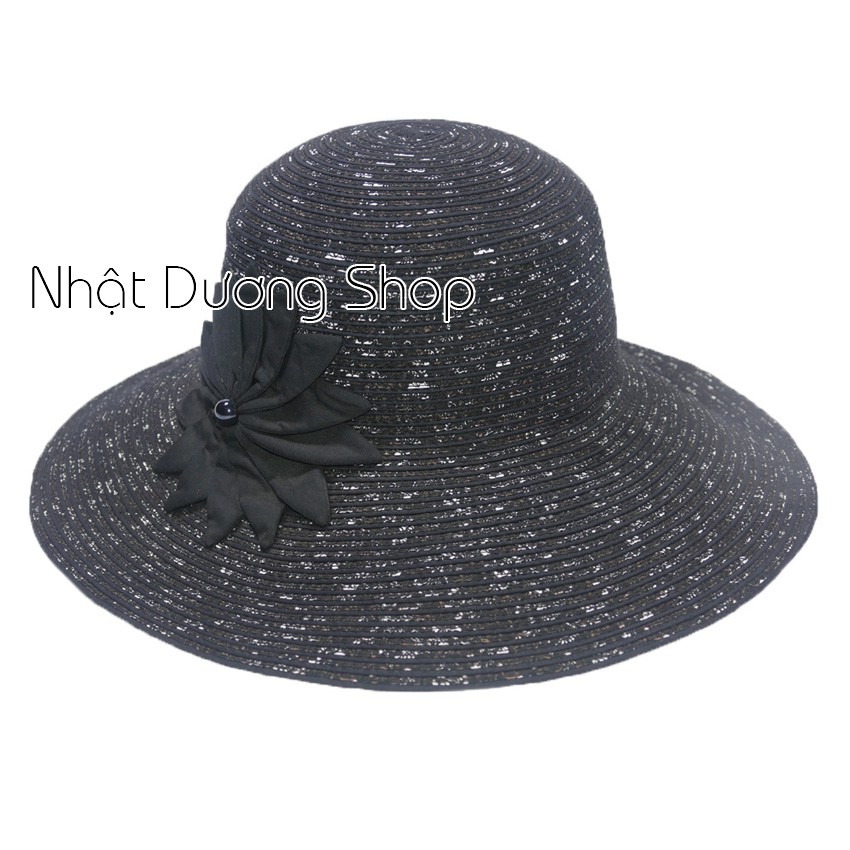 [ FREESHIP ] Nón vành rộng gắn hoa sang trọng, đẳng cấp mũ tai bèo vành rộng 11cm giúp che nắng tốt