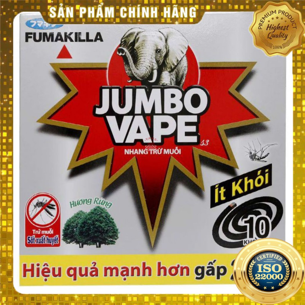 [ Yams Mart ] Combo 3 Nhang Muỗi Jumbo Vape K5 Ít Khói Hương Rừng (10 Khoanh)