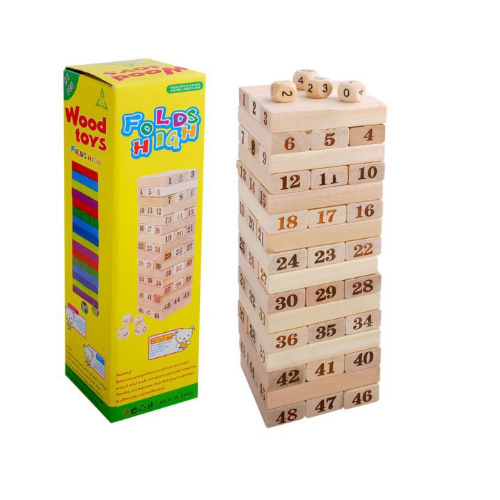 Xả Kho Rút gỗ số thông minh 48 thanh loại to - Domino gỗ cho bé