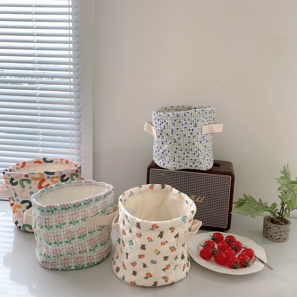 Giỏ Đựng Đồ Ăn Vặt / Đồ Chơi Bằng Vải Bạt Hình Tròn Dễ Thương