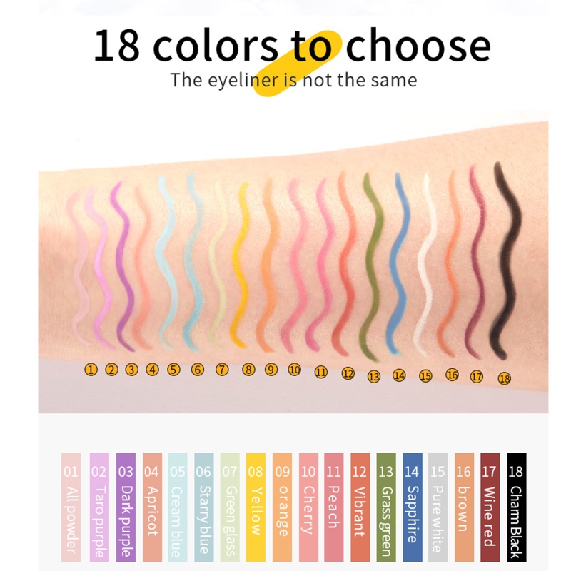 Bút Kẻ Mắt Nước Lâu Trôi Không Thấm Nước 18 Màu Sắc Chọn Lựa
