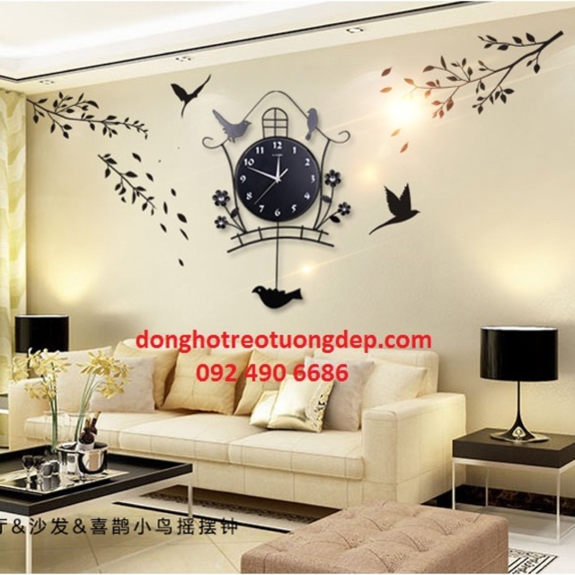 Đồng hồ treo tường chim én mùa xuân