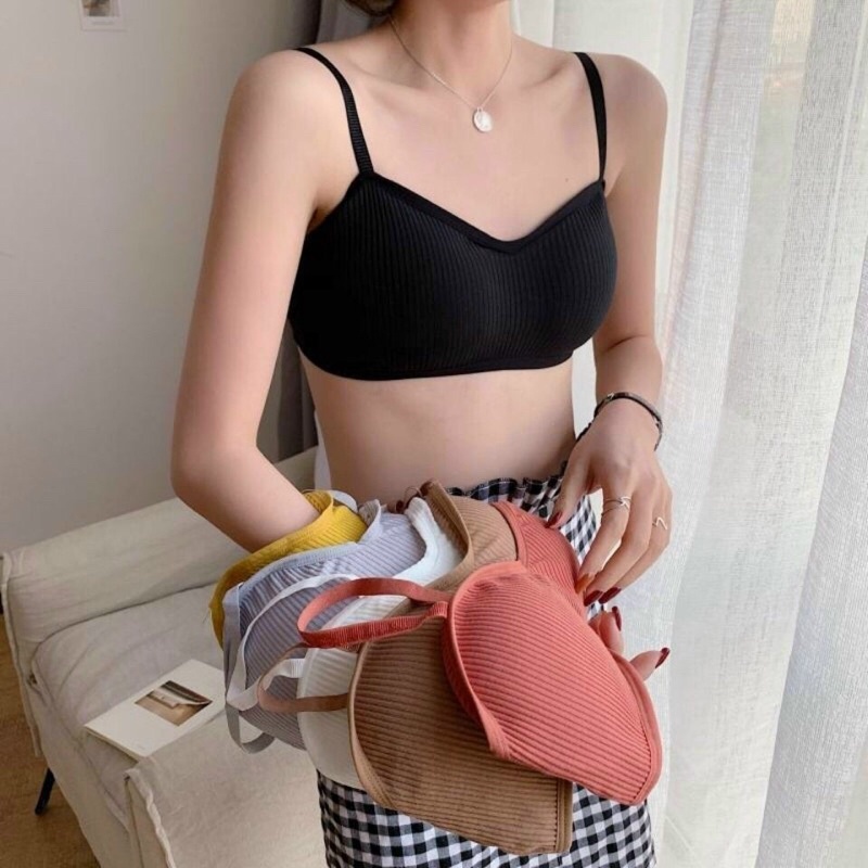 Áo ngực nữ - áo bra cotton tăm 2 dây có đệm 9922 / 20193
