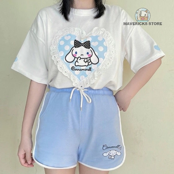 Quần short thể thao ống rộng in họa tiết hoạt hình phong cách Hàn Quốc thời trang năng động