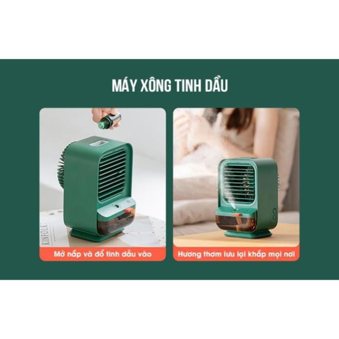 Quạt điều hòa hơi nước mini kiêm máy xông tinh dầu Remax F18 hỗ trợ 3 cấp gió Bảo hành 12 Tháng